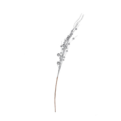 Christmas Glitter Berry Branch Silver
