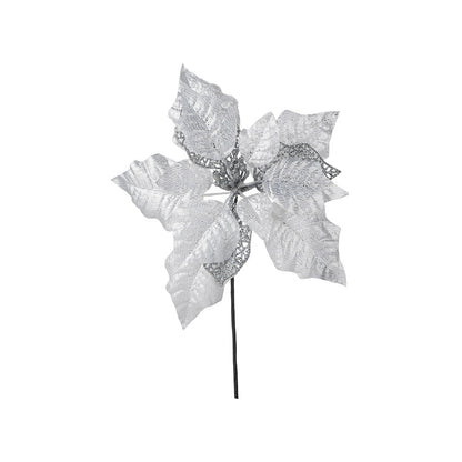Artificial Silver Poinsettia Stem