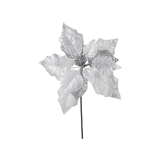 Artificial Silver Poinsettia Stem