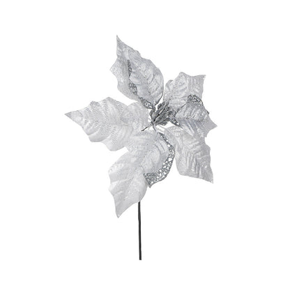 Artificial Silver Poinsettia Stem