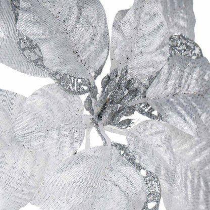 Artificial Silver Poinsettia Stem