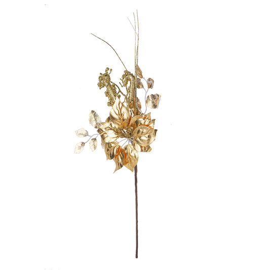Artificial Gold Poinsettia Pick