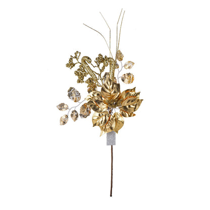 Artificial Gold Poinsettia Pick