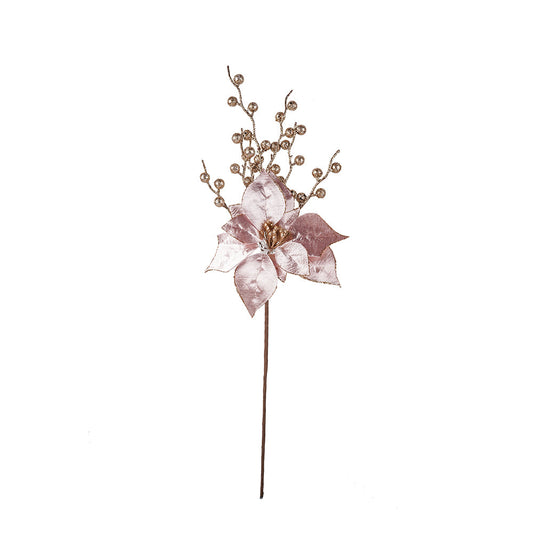 Artificial Rose Gold Poinsettia Pick