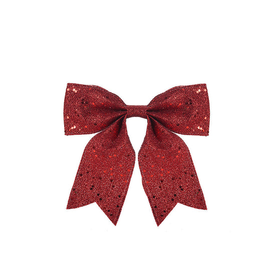 Artificial Bowknot Ornament Red Glitter