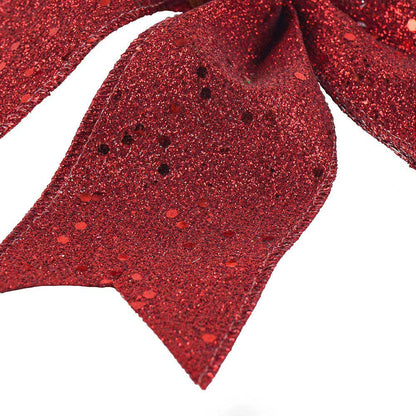 Artificial Bowknot Ornament Red Glitter