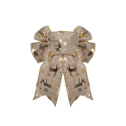 Artificial Bowknot Ornament Golden Reindeer