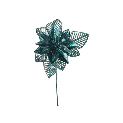 Artificial Poinsettia Pick Blackish Green