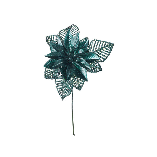Artificial Poinsettia Pick Blackish Green