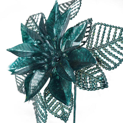 Artificial Poinsettia Pick Blackish Green