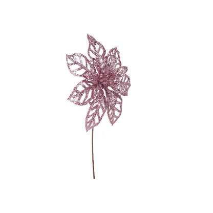 Artificial Glitted Floral Ornament Pink