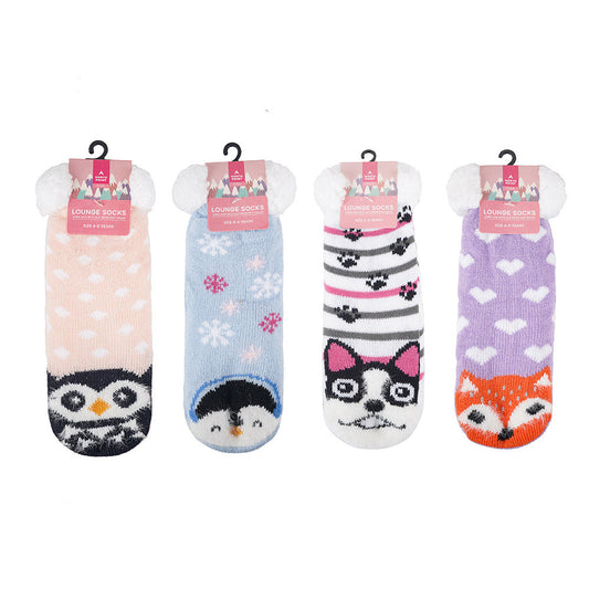 Girls Character Lounge Socks with Sherpa Lining and Grippers