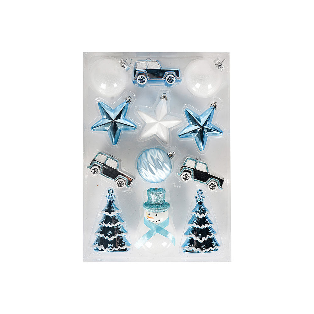 Christmas Ornament Set 12pcs Blue