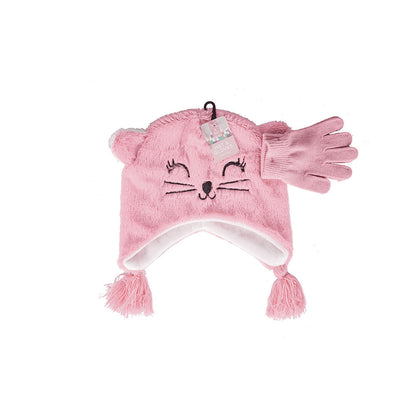 Kid's Emb Animal Hat & Gloves