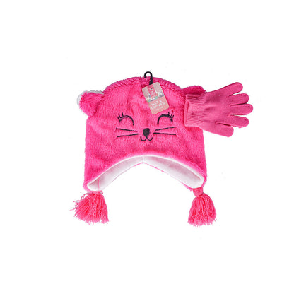 Kid's Emb Animal Hat & Gloves